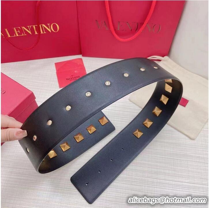 Market Sells Valentino Original Calf Leather Belt 7.0CM V96788 Black