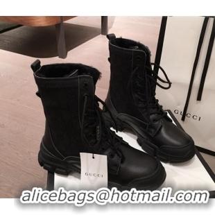 Popular Style Gucci GG Canvas, Leather & Wool Ankle Boots All Black 121774