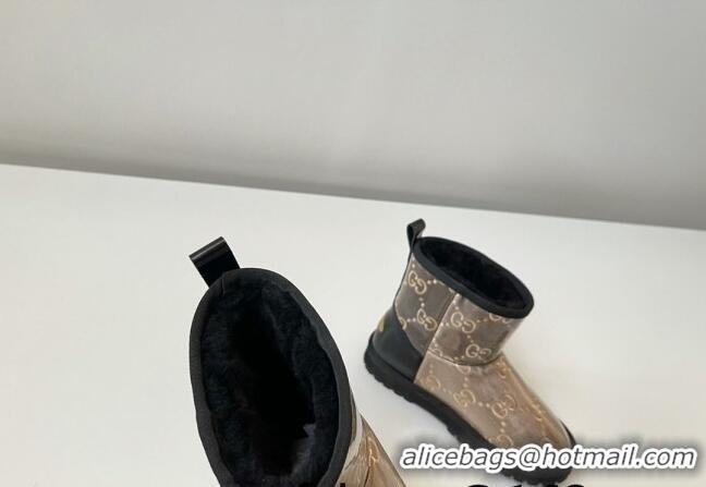 Most Popular Gucci GG Snow Ankle Boots Golden Brown 121778