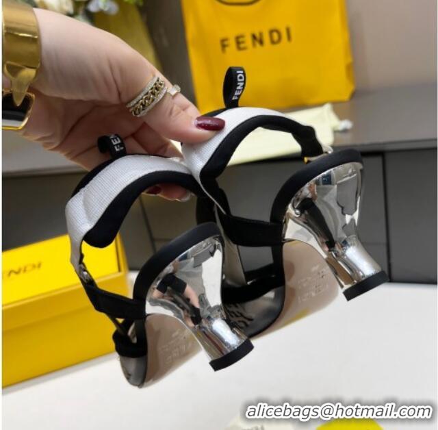 Top Quality Fendi Colibri Karligraphy Slingback Pumps 6cm in Mesh and Embroidery 111613 Grey