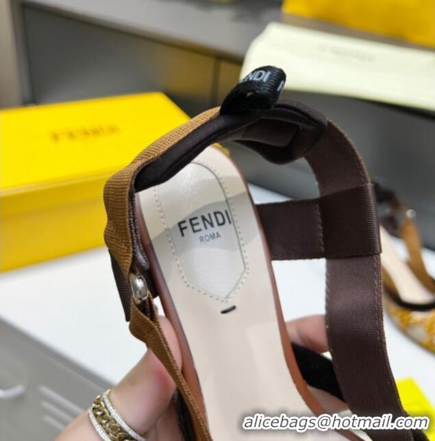 Perfect Fendi Colibri Karligraphy Slingback Pumps 6cm in Mesh and Embroidery 111613 Gold