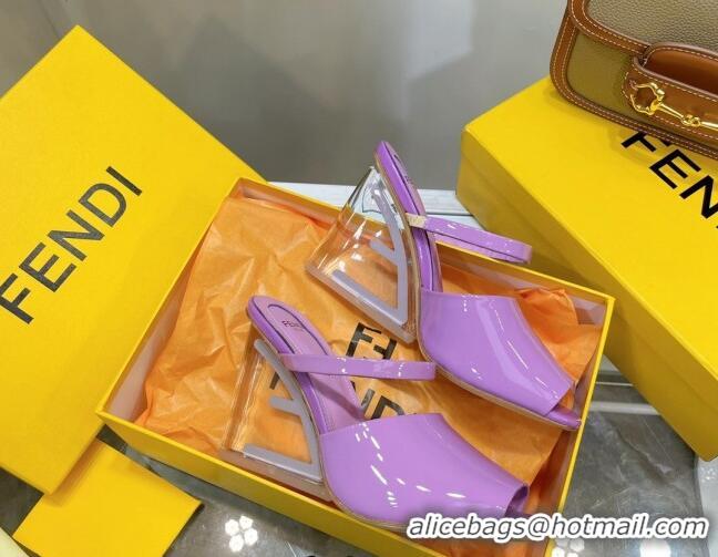 New Design Fendi First Patent Leather Sandals 8cm 121556 Purple