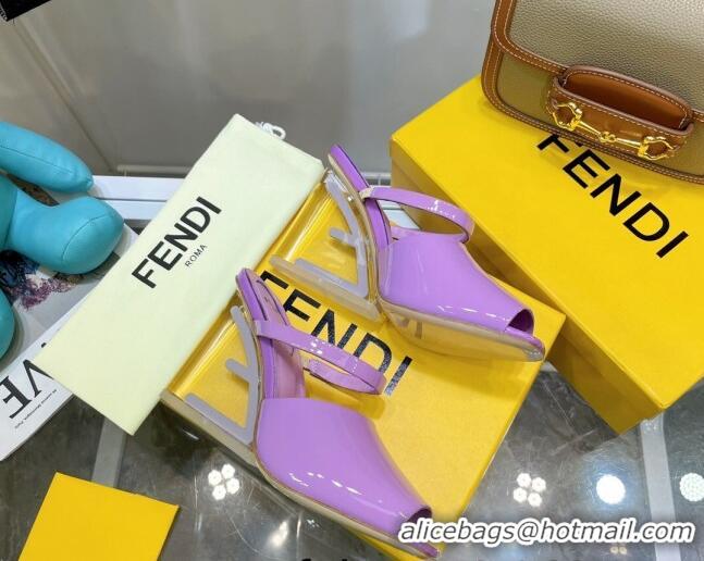 New Design Fendi First Patent Leather Sandals 8cm 121556 Purple