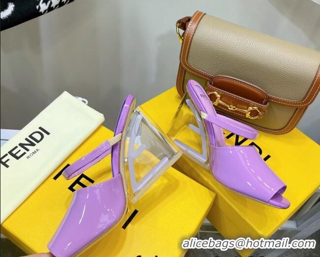 New Design Fendi First Patent Leather Sandals 8cm 121556 Purple