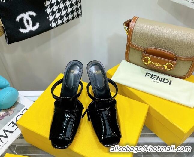 Best Design Fendi First Patent Leather Sandals 8cm Black 121557