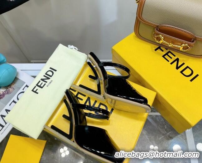 Best Design Fendi First Patent Leather Sandals 8cm Black 121557