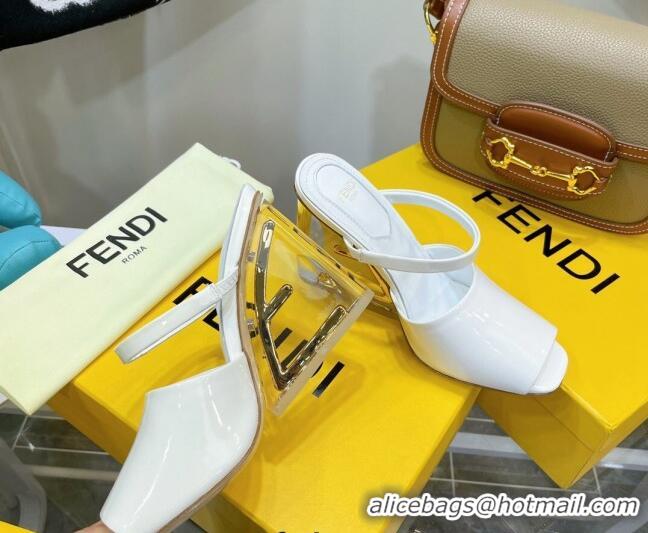 Affordable Price Fendi First Patent Leather Sandals 8cm 121557 White