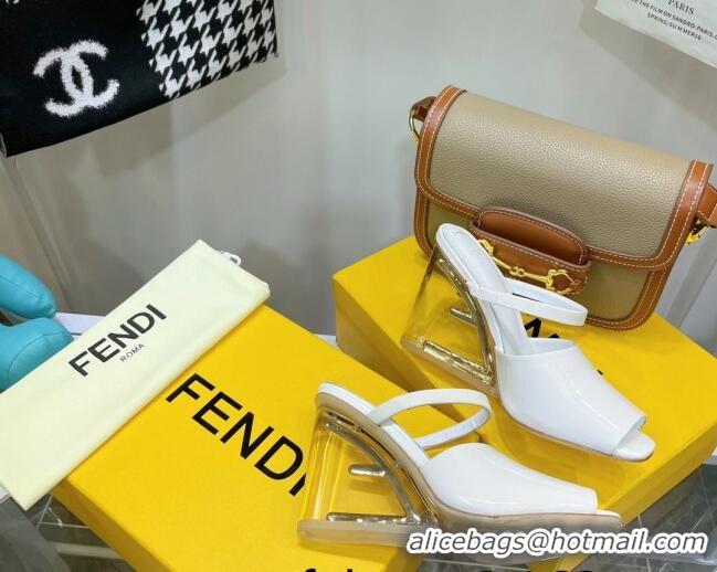 Affordable Price Fendi First Patent Leather Sandals 8cm 121557 White