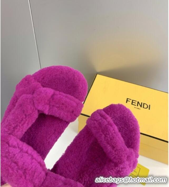 Low Cost Fendi Feel Shearling Flat Sandals 121559 Purple