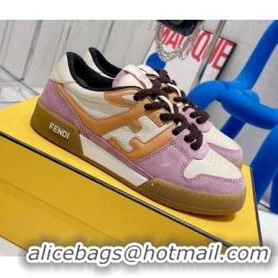 Best Luxury Fendi Match Low-tops Sneakers 121750 White/Brown/Purple