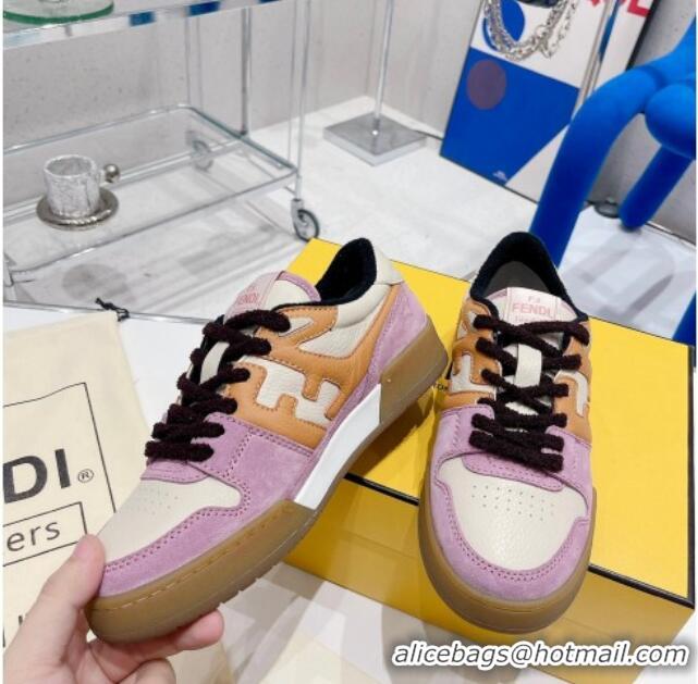 Best Luxury Fendi Match Low-tops Sneakers 121750 White/Brown/Purple