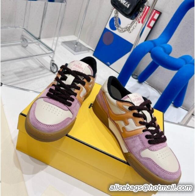 Best Luxury Fendi Match Low-tops Sneakers 121750 White/Brown/Purple