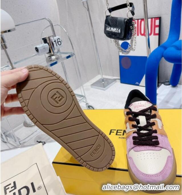 Best Luxury Fendi Match Low-tops Sneakers 121750 White/Brown/Purple