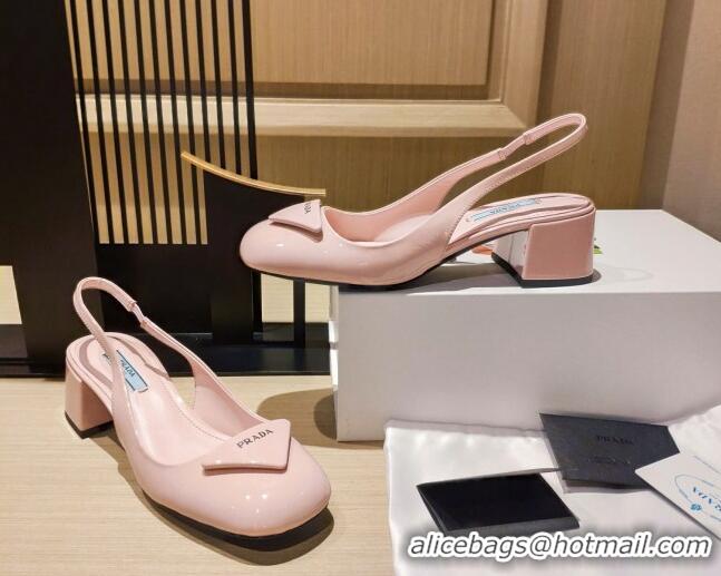 New Fashion Prada Patent Leather Sling-back Pumps 5cm Pink 111840