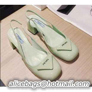 Low Price Prada Patent Leather Sling-back Pumps 5cm 111840 Green