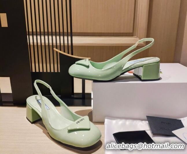 Low Price Prada Patent Leather Sling-back Pumps 5cm 111840 Green