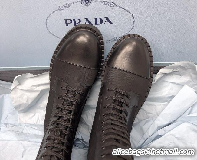 Top Quality Prada Nylon and Leather High Boots Black 111844