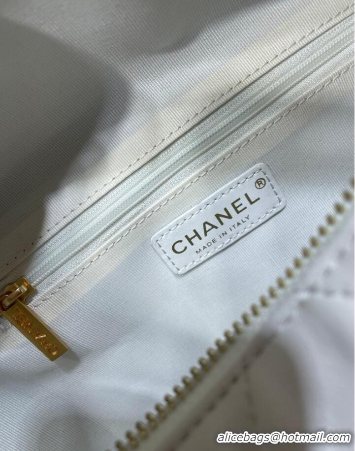 Good Quality Chanel Sheepskin AS1267 Gold-Tone Metal white