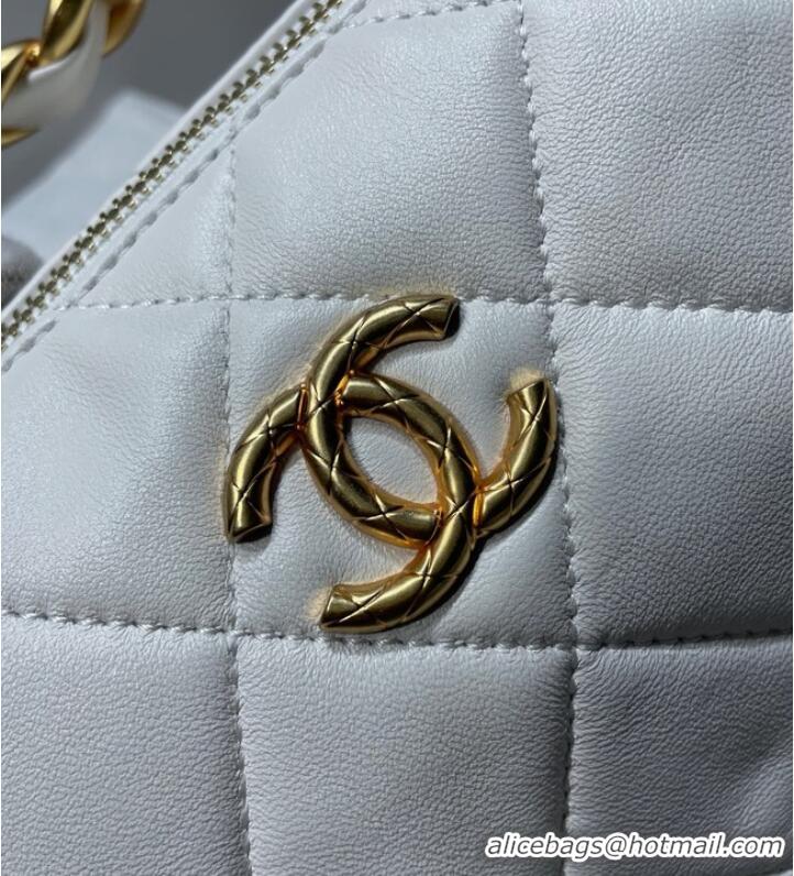 Good Quality Chanel Sheepskin AS1267 Gold-Tone Metal white