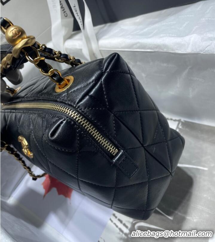 Sumptuous Chanel Sheepskin AS1267 Gold-Tone Metal black