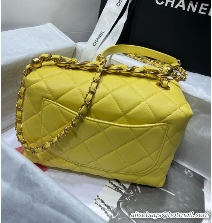 Buy Fashionable Chanel Sheepskin AS1267 Gold-Tone Metal yellow