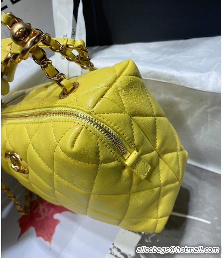 Buy Fashionable Chanel Sheepskin AS1267 Gold-Tone Metal yellow