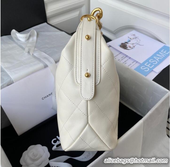 Buy Discount Chanel Sheepskin AS2910 Gold-Tone Metal white