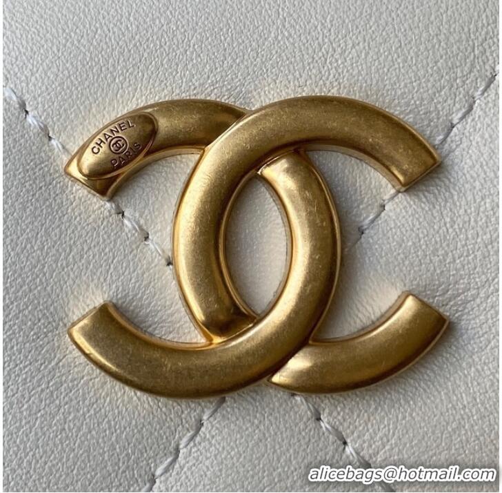 Buy Discount Chanel Sheepskin AS2910 Gold-Tone Metal white