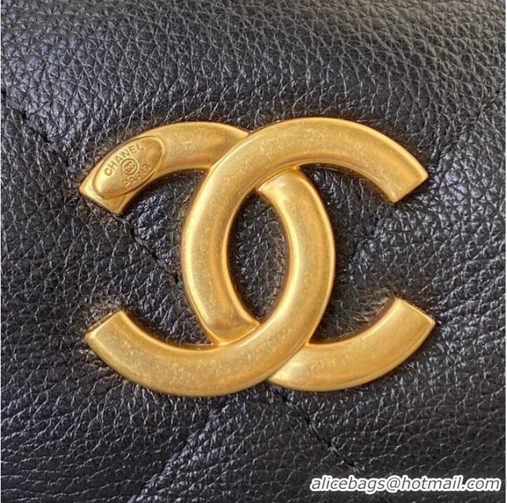 Top Grade Chanel Grained Calfskin AS2910 Gold-Tone Metal black