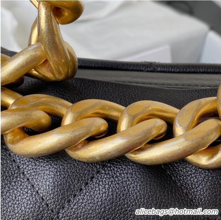 Top Grade Chanel Grained Calfskin AS2910 Gold-Tone Metal black