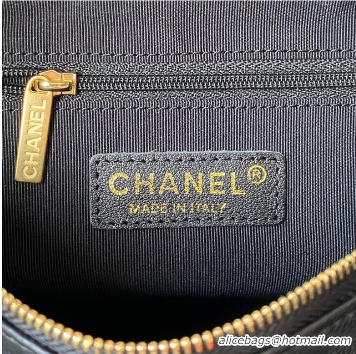 Top Grade Chanel Grained Calfskin AS2910 Gold-Tone Metal black