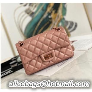 Good Taste Chanel MINI 2.55 HANDBAG Metallic Grained Calfskin & rose gold Metal AS0874 pink