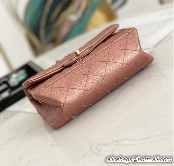 Good Taste Chanel MINI 2.55 HANDBAG Metallic Grained Calfskin & rose gold Metal AS0874 pink