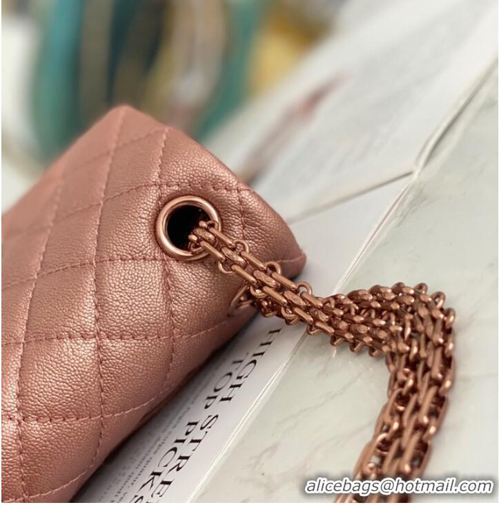 Good Taste Chanel MINI 2.55 HANDBAG Metallic Grained Calfskin & rose gold Metal AS0874 pink