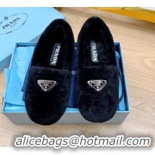 Low Cost Prada Shearling Loafers Black 111864