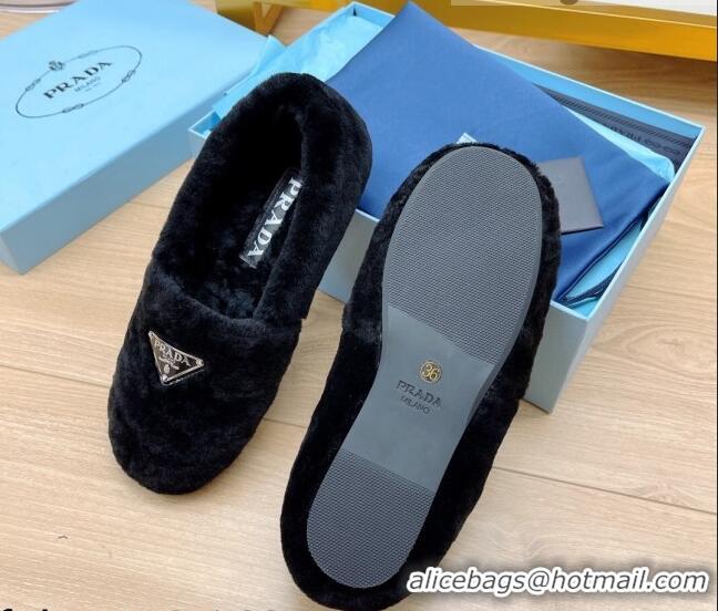 Low Cost Prada Shearling Loafers Black 111864