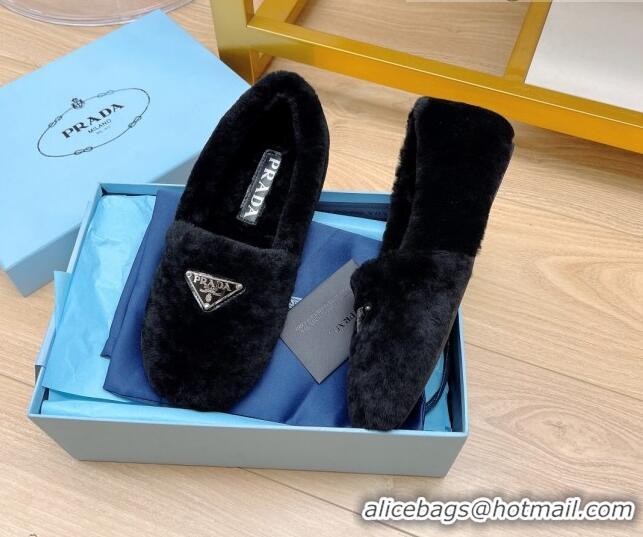 Low Cost Prada Shearling Loafers Black 111864