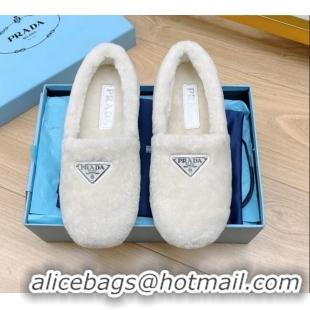 Low Price Prada Shearling Loafers 111864 White