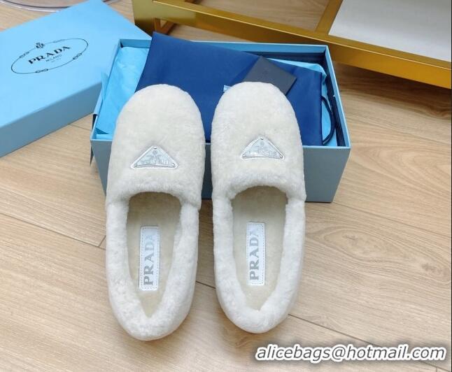 Low Price Prada Shearling Loafers 111864 White