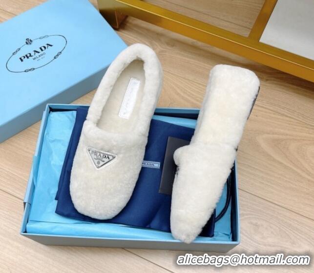 Low Price Prada Shearling Loafers 111864 White