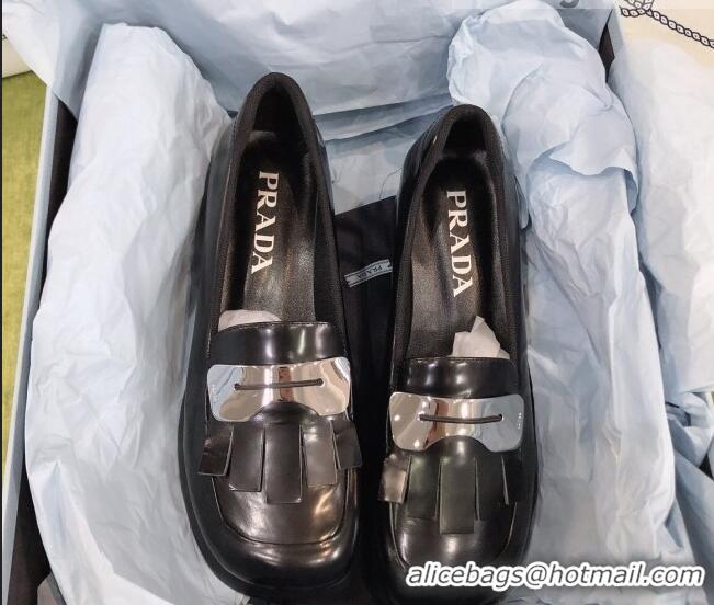 Discounts Prada Brush Leather Pumps Black/Silver 112395