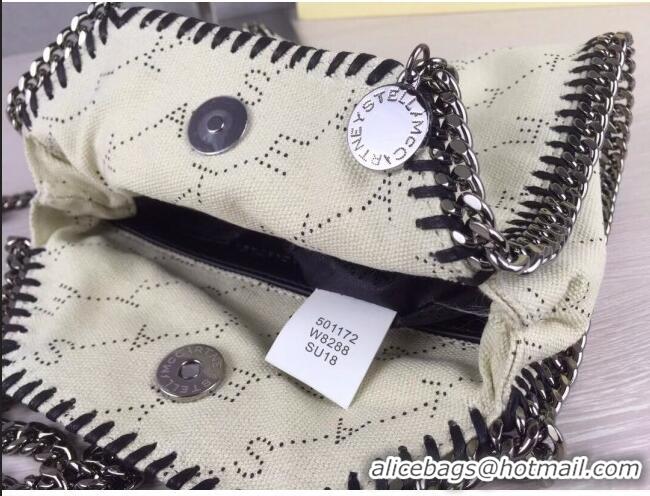 Good Looking Stella McCartney Tiny Falabella Lettering Canvas Tote Bag 18cm SM1609 White 2020