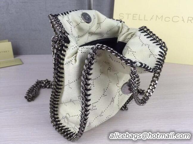 Good Looking Stella McCartney Tiny Falabella Lettering Canvas Tote Bag 18cm SM1609 White 2020