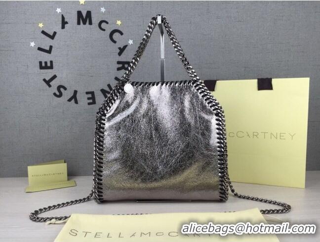 Discount Stella McCartney Crumple Patent Falabella Large Tote Bag SM1610 Silver 2020