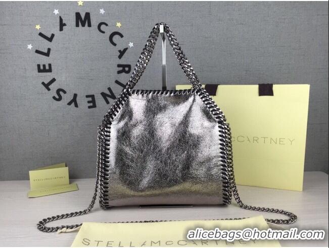 Discount Stella McCartney Crumple Patent Falabella Large Tote Bag SM1610 Silver 2020