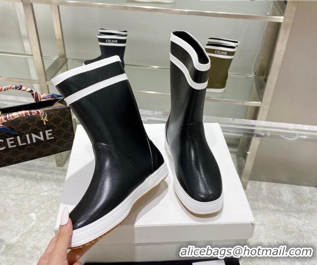 Modern Celine Shiny Leather Rain Boots Black 120447