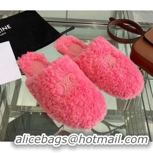 Low Cost Celine Shearling Flat Mules 121502 Pink