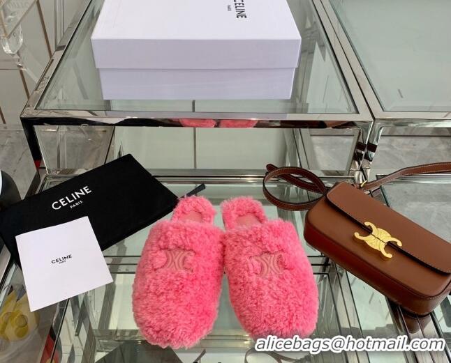 Low Cost Celine Shearling Flat Mules 121502 Pink