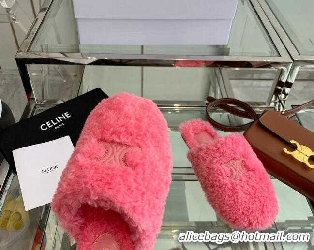 Low Cost Celine Shearling Flat Mules 121502 Pink