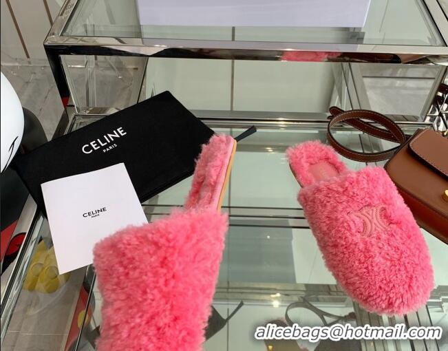 Low Cost Celine Shearling Flat Mules 121502 Pink